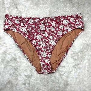 J Crew Women's High-Rise Bikini Bottom Floral Coral